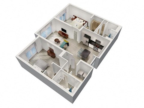 a floor plan of a house with a bedroom and a living room at Saba Pompano Beach, Pompano Beach, FL